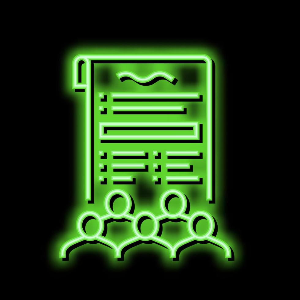 Sozial Normen Gesetz Wörterbuch Neon- glühen Symbol Illustration vektor