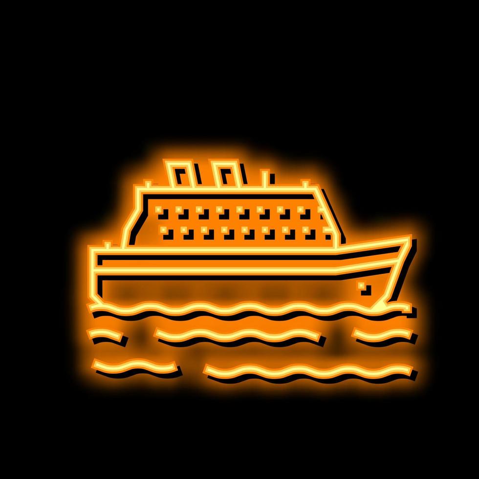 fartyg hav transport neon glöd ikon illustration vektor