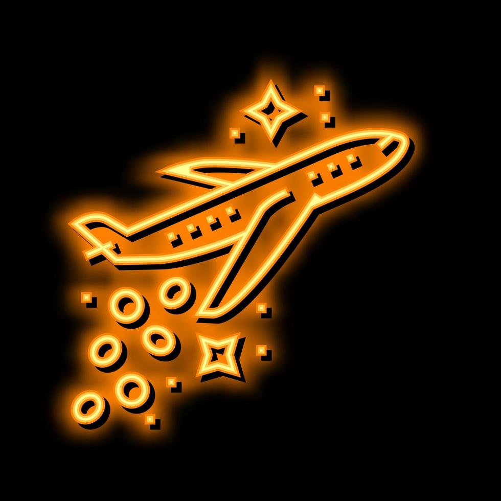 fliegen Flugzeug finanziell Freiheit Geld Neon- glühen Symbol Illustration vektor