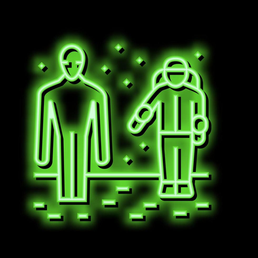 utomjording och astronaut neon glöd ikon illustration vektor