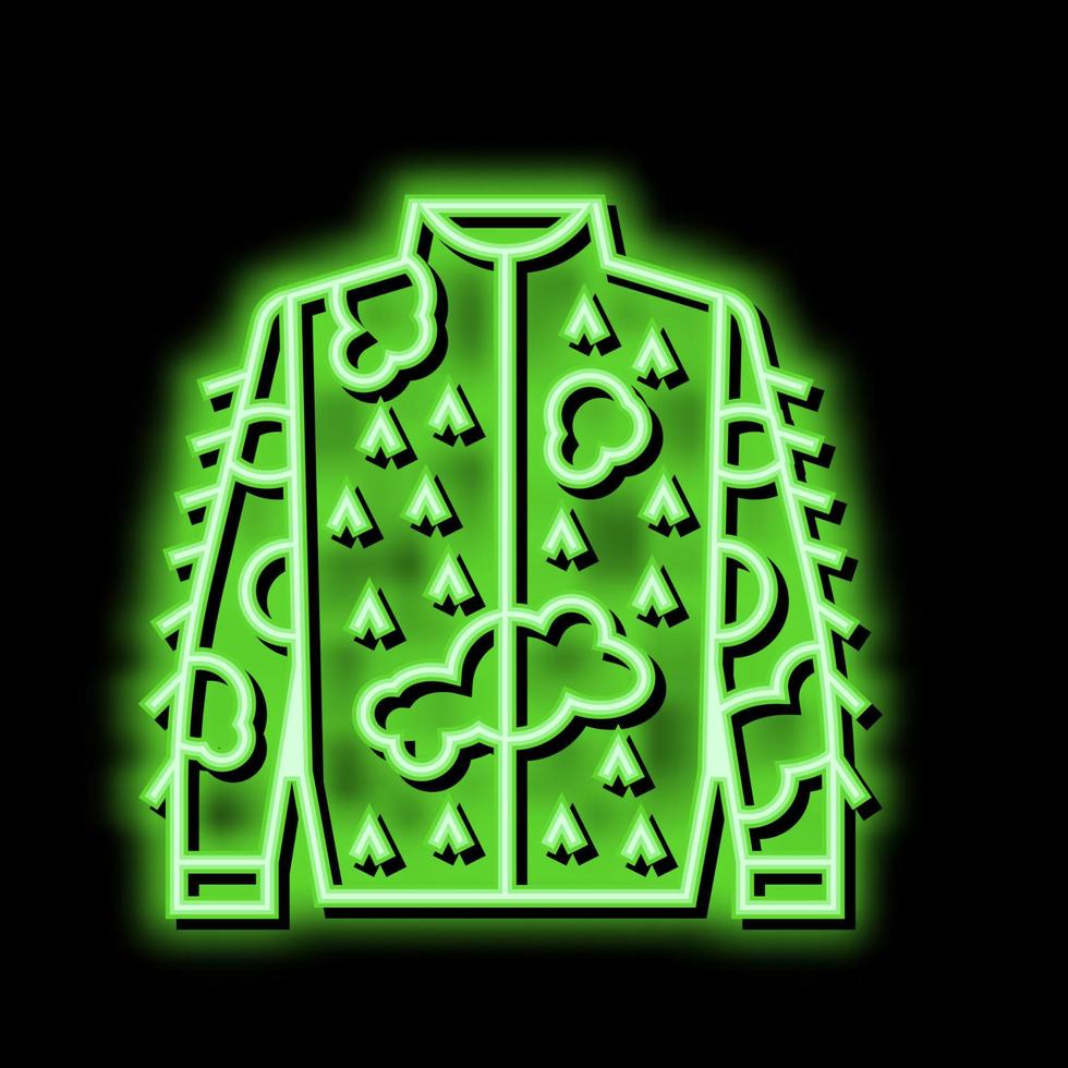 kamouflage jacka för jakt neon glöd ikon illustration vektor