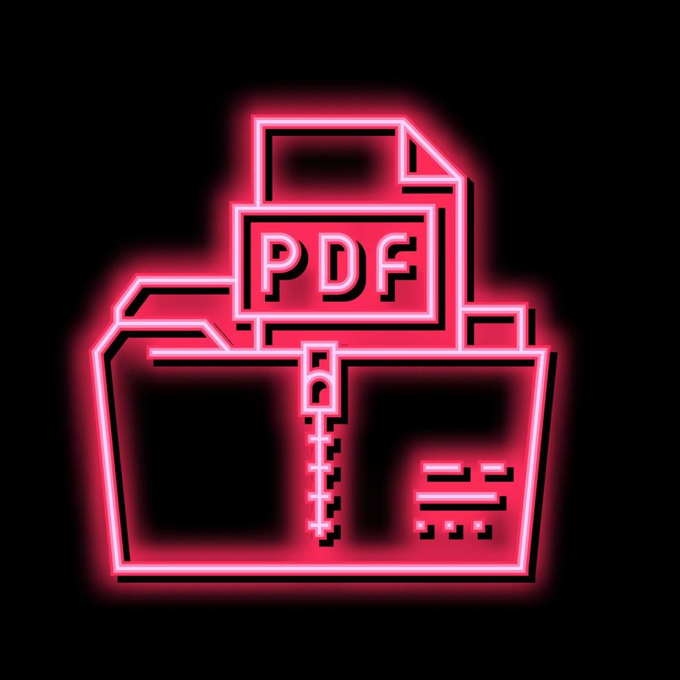 Archivierung pdf Datei Neon- glühen Symbol Illustration vektor