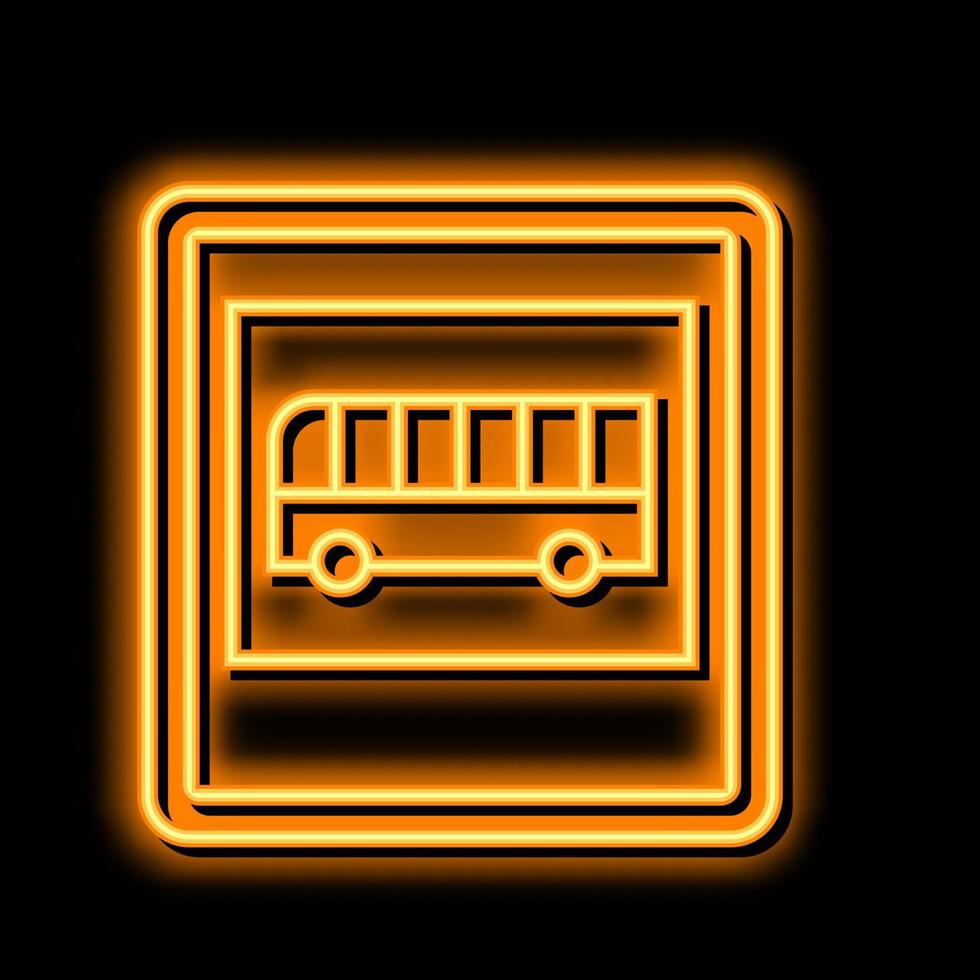 buss väg tecken neon glöd ikon illustration vektor