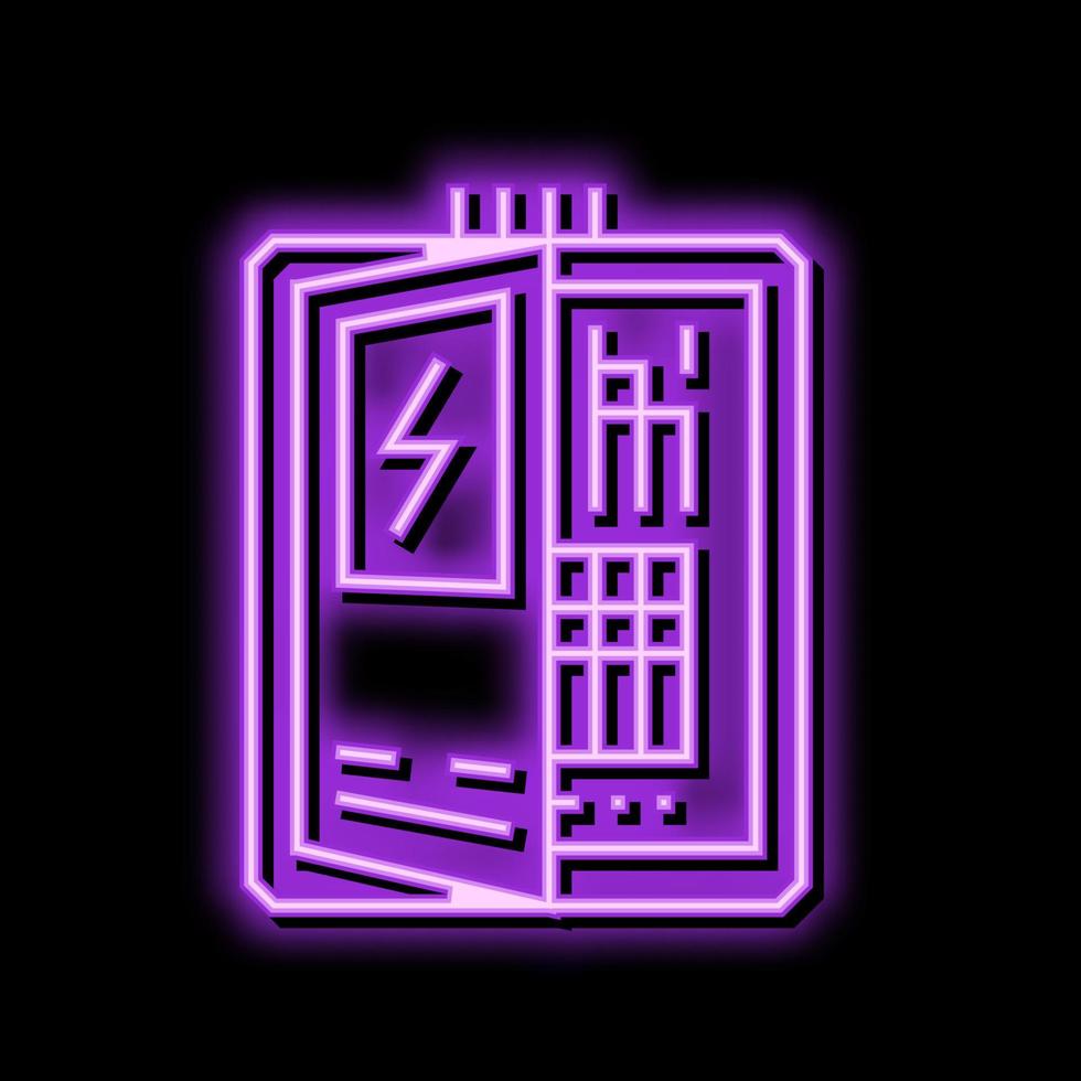 elektrisk panel bostads- neon glöd ikon illustration vektor