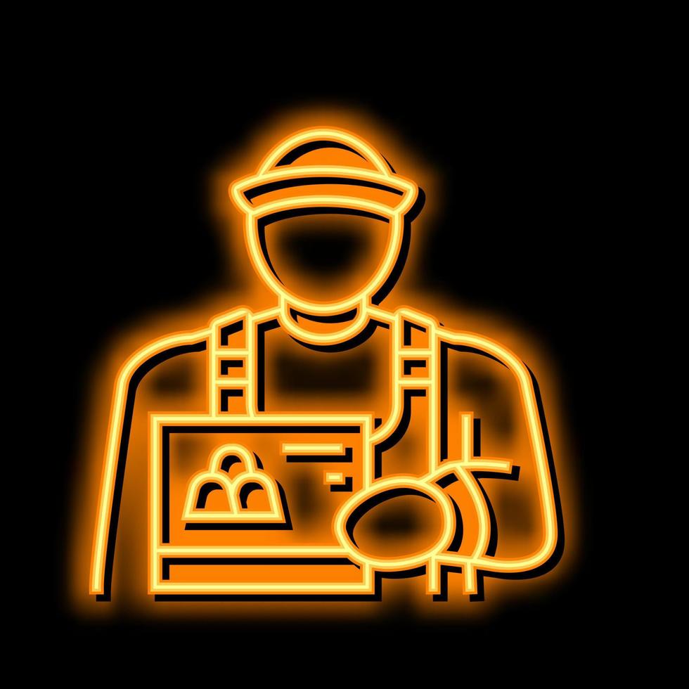 Süßigkeiten Verkäufer Neon- glühen Symbol Illustration vektor