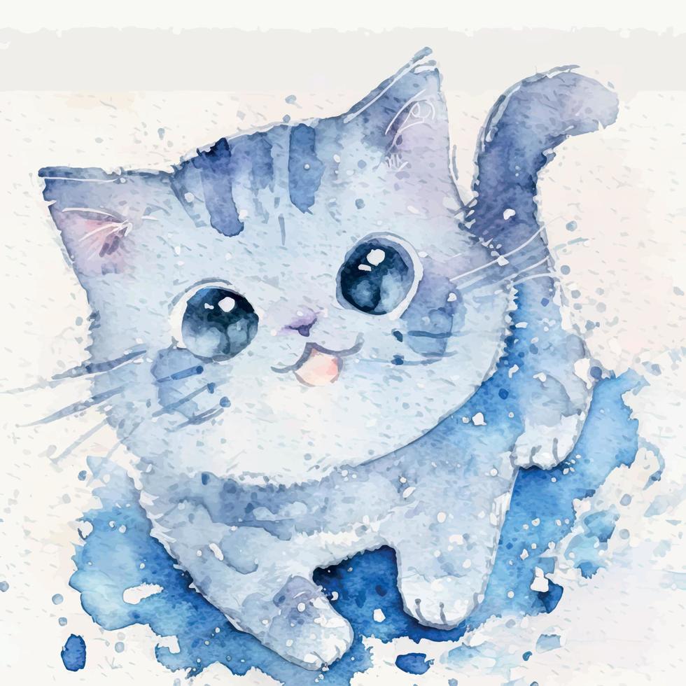 vattenfärg söt katt vektor