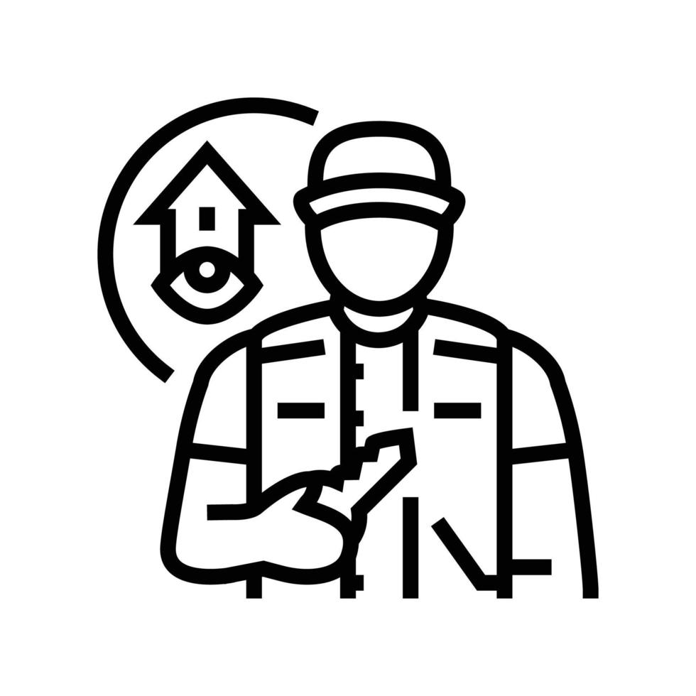 Eigentum Hausmeister Reparatur Arbeiter Linie Symbol Vektor Illustration