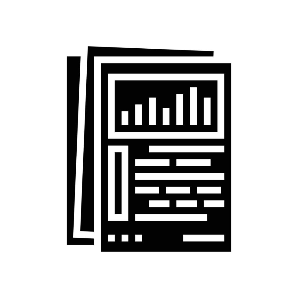Rapportera papper dokumentera glyf ikon vektor illustration