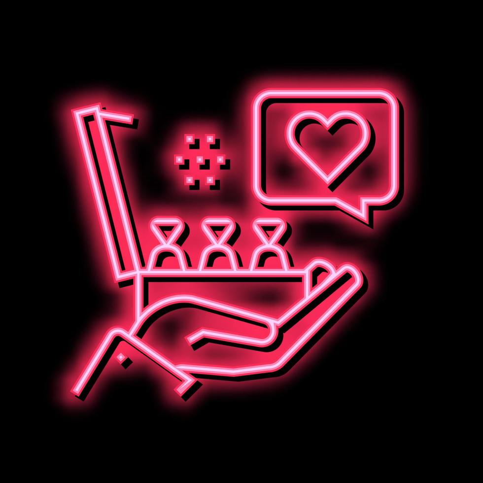 Süßigkeiten Box Geschenk Neon- glühen Symbol Illustration vektor