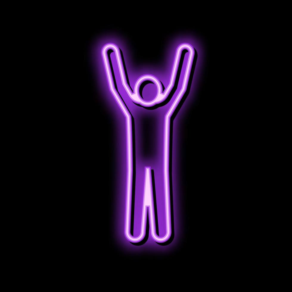Hand oben Mann Neon- glühen Symbol Illustration vektor
