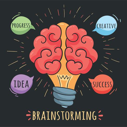 Brainstorming-Konzept auf schwarzem Vektor