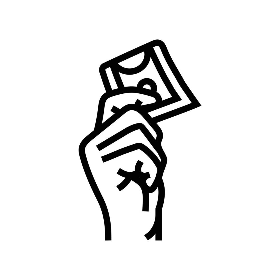 Kaufen Geld Hand Linie Symbol Vektor Illustration