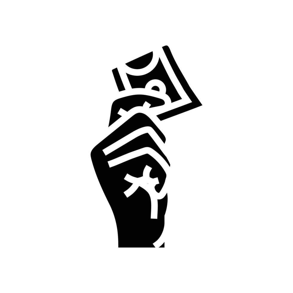 Kaufen Geld Hand Glyphe Symbol Vektor Illustration