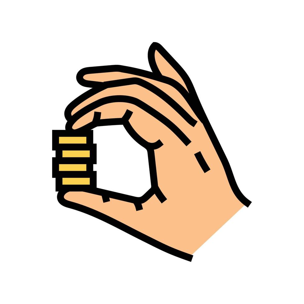 Investition Münze Hand Farbe Symbol Vektor Illustration