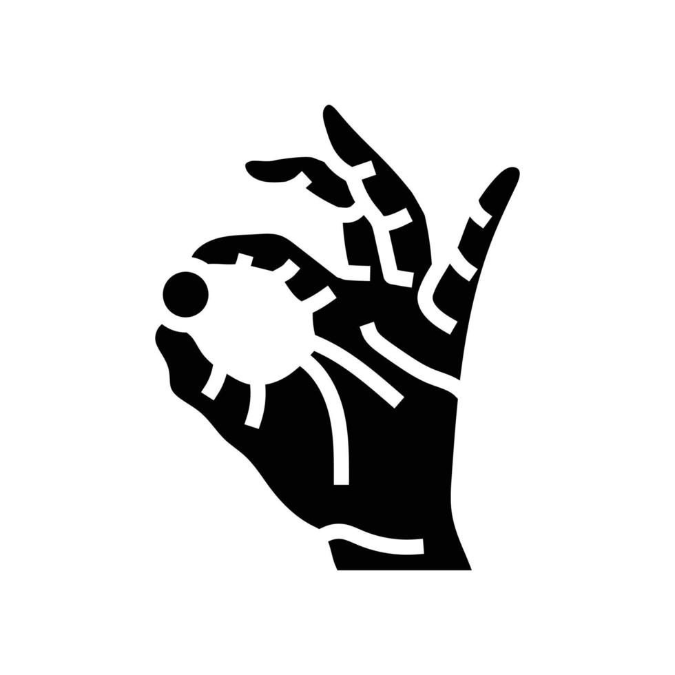 Reich Münze Hand Glyphe Symbol Vektor Illustration