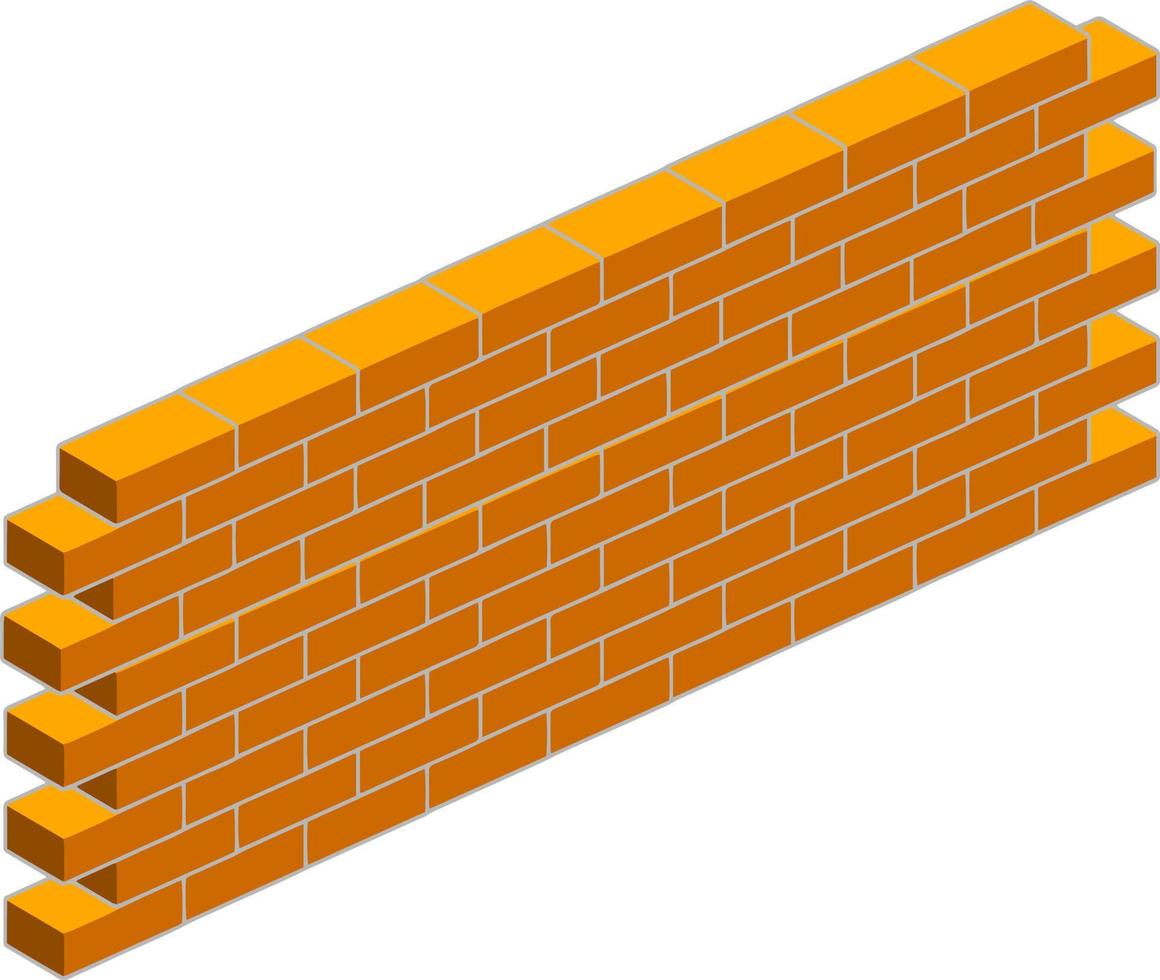 röd tegel vägg av hus. element av byggnad konstruktion. sten objekt. isometrisk illustration. symbol av skydd och säkerhet vektor