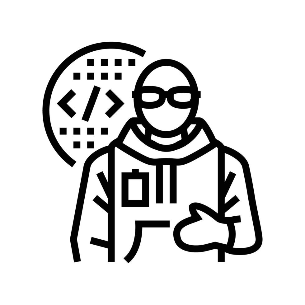 Computer Ingenieur Arbeiter Linie Symbol Vektor Illustration