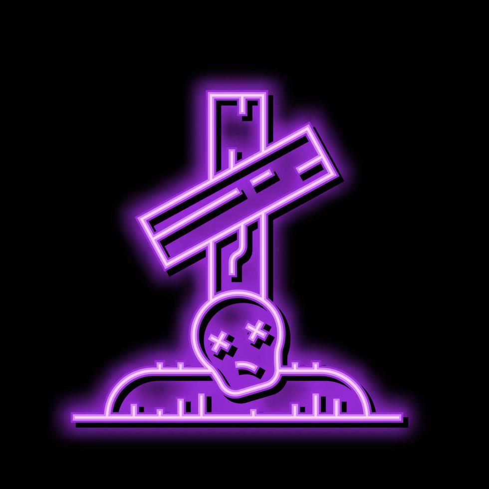 Grab Zombie unheimlich Neon- glühen Symbol Illustration vektor