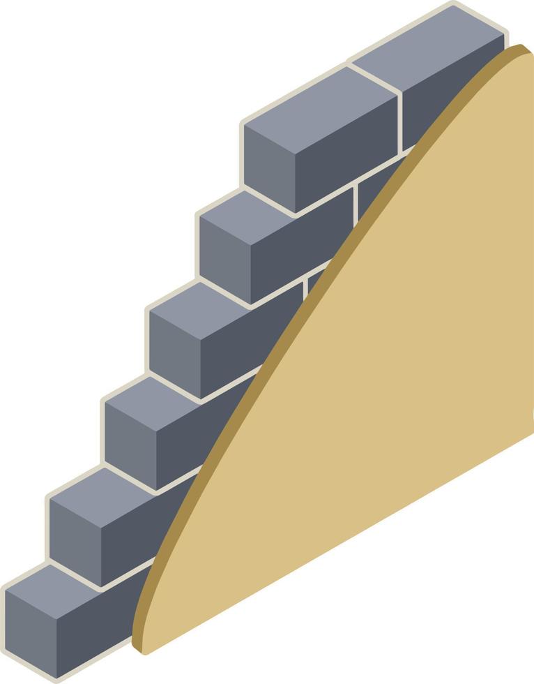 grå tegelvägg av huset. element av byggnadskonstruktion. stenföremål. isometrisk illustration. symbol för skydd och säkerhet vektor