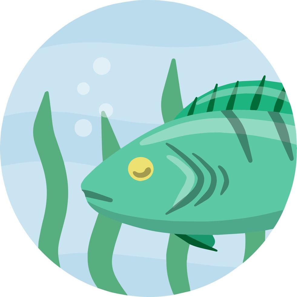 Unterwasserleben. Wasser mit Algen. Wildtiere und Aquarien. Element des Angelns. flache illustration der karikatur vektor