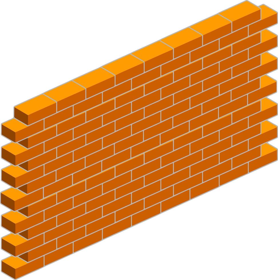 röd tegel vägg av hus. element av byggnad konstruktion. sten objekt. isometrisk illustration. symbol av skydd och säkerhet vektor