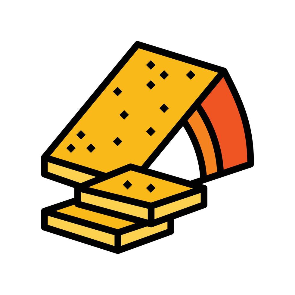 schwer Käse Essen Scheibe Farbe Symbol Vektor Illustration