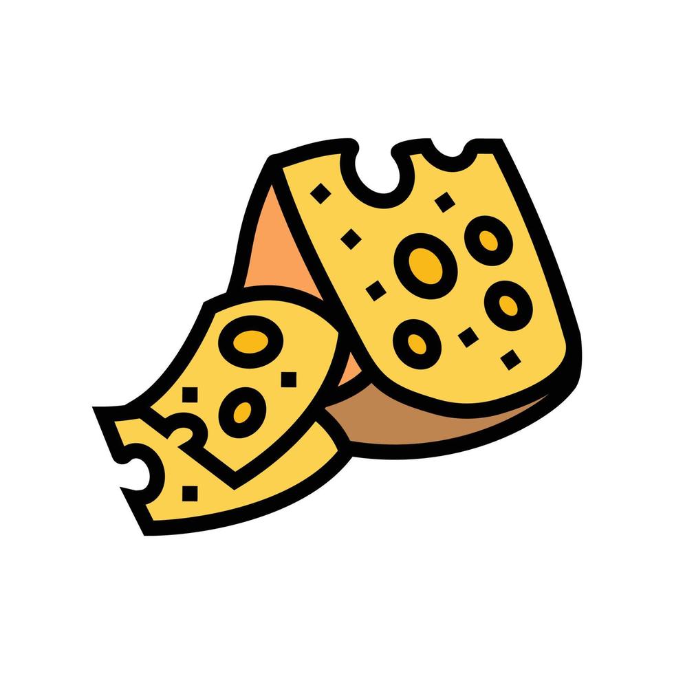 schweizerisch Käse Essen Scheibe Farbe Symbol Vektor Illustration
