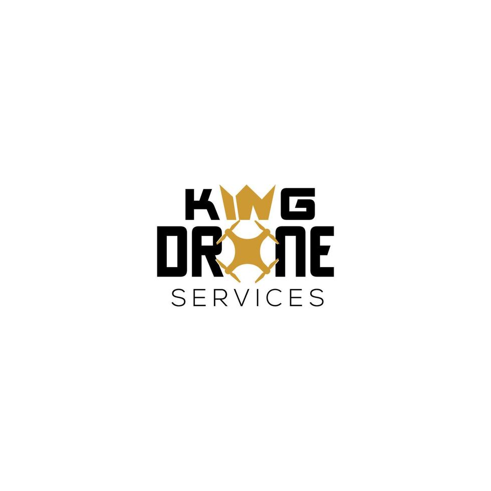 logotyp mall handla om fotografi och antenn videography kung Drönare service. kung Drönare logotyp service med krona symbol och Drönare ikon. vektor