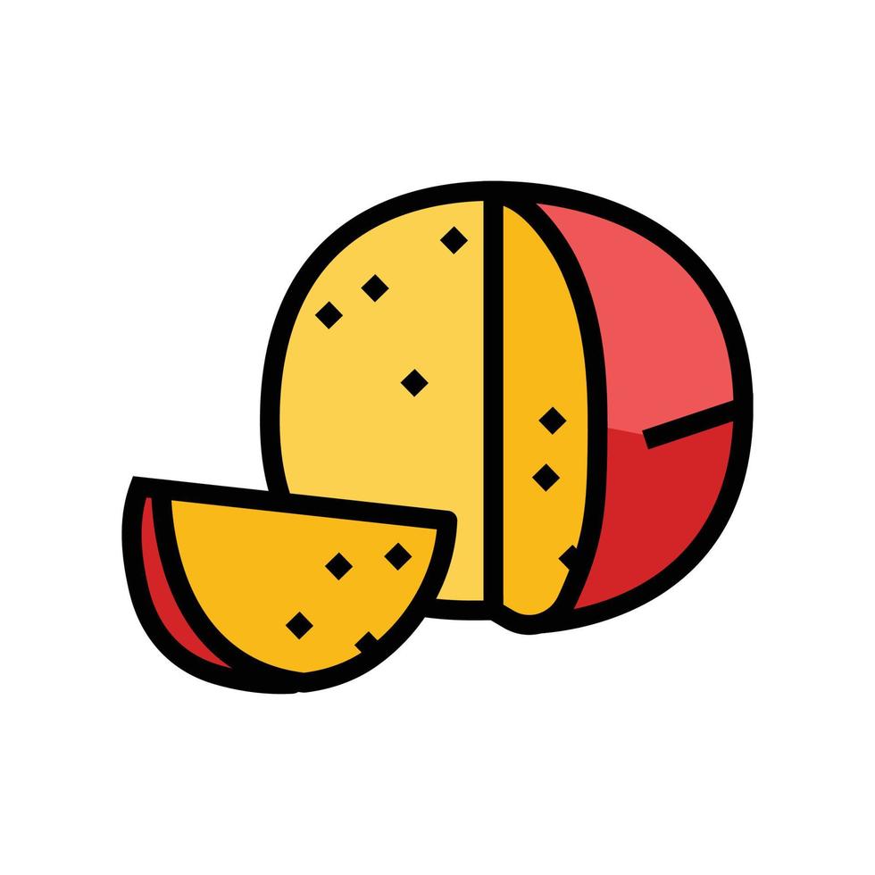 Edamer Käse Essen Scheibe Farbe Symbol Vektor Illustration