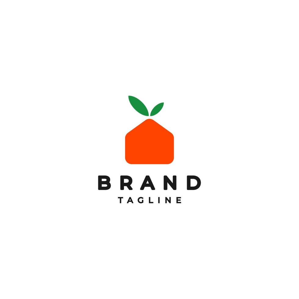frisch Orange geformt Haus Symbol. Orange Obst geformt Haus Symbol Logo Design. vektor