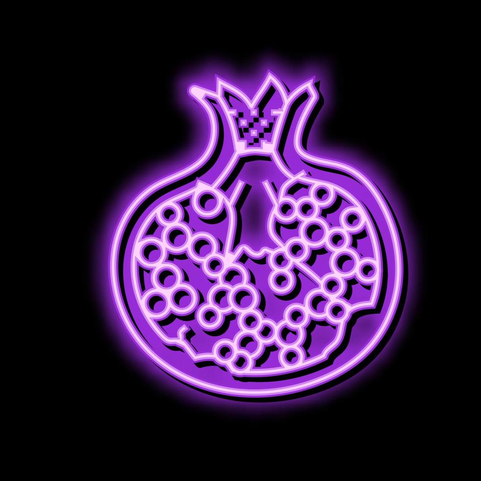 skära granatäpple neon glöd ikon illustration vektor