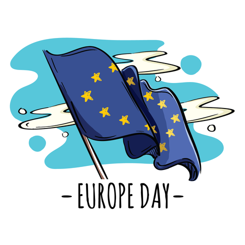 Europadagen Flagga vektor