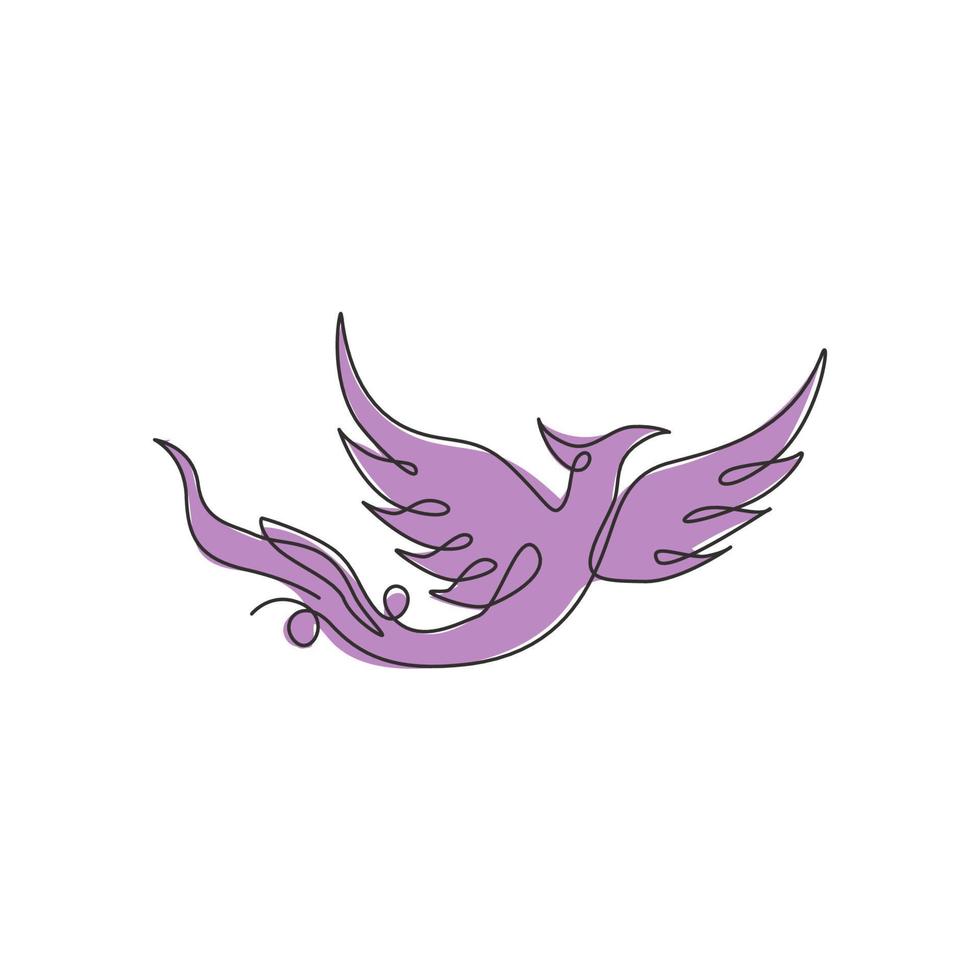 enda kontinuerlig linjeritning av flammen phoenix fågel för företagslogotyp identitet. företag ikon koncept från fauna form. dynamisk en linje grafisk rita vektor design illustration