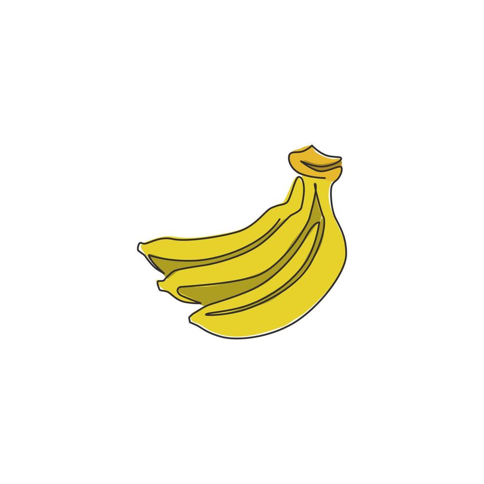 einzelne durchgehende Linie, die ganze gesunde Bio-Bananen für das Logo des Obstgartens zeichnet. Frische Sommer tropische Früchte Konzept Obstgarten Symbol. moderne grafische vektorillustration des einlinienentwurfs vektor