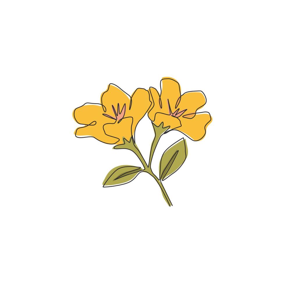 enda en rad ritning av skönhet färsk anemon blomma för trädgård logotyp. dekorativ perenn vindblomma för hem väggdekor affisch print konst. modern kontinuerlig linje rita design vektorillustration vektor