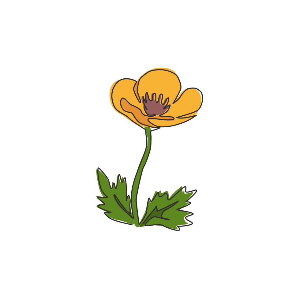 enda en rad ritning skönhet färsk viola hybrid växt för trädgård logotyp. utskrivbar dekorativ penséblomma för hemkonst väggdekor affischtryck. modern kontinuerlig linje rita design vektorillustration vektor