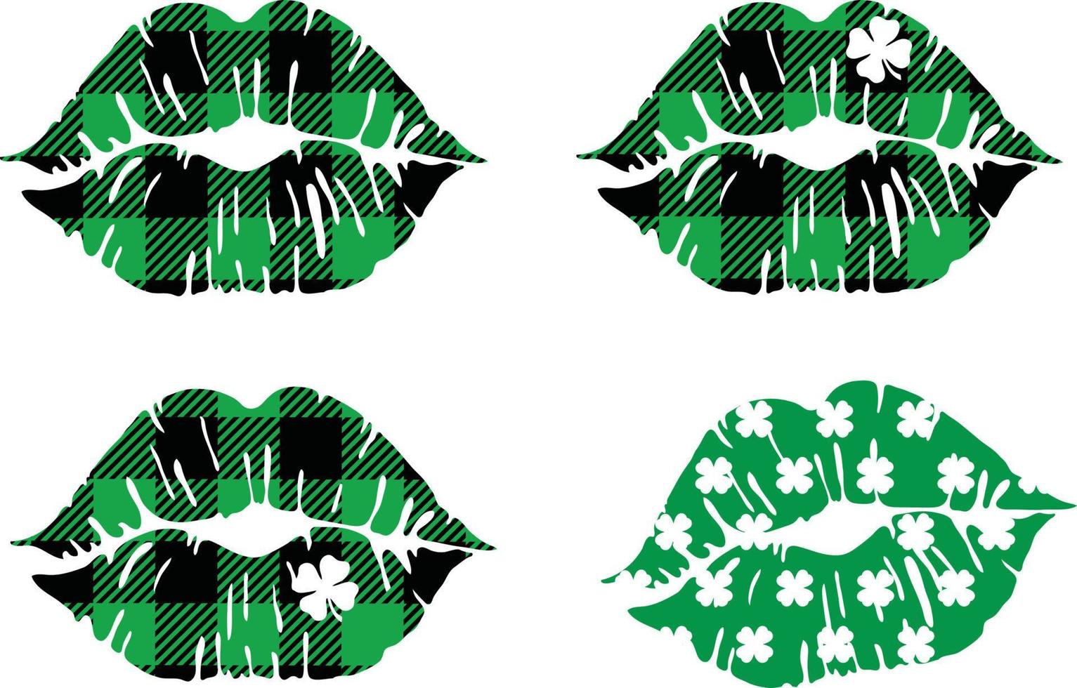 Büffel Plaid Lippen SVG, Lippen mit Kleeblatt SVG, st. Patrick's Tag SVG, Lippen SVG, Liebe Kleeblatt SVG, Kleeblatt Büffel Plaid svg Dateien zum Cricut Downloads vektor