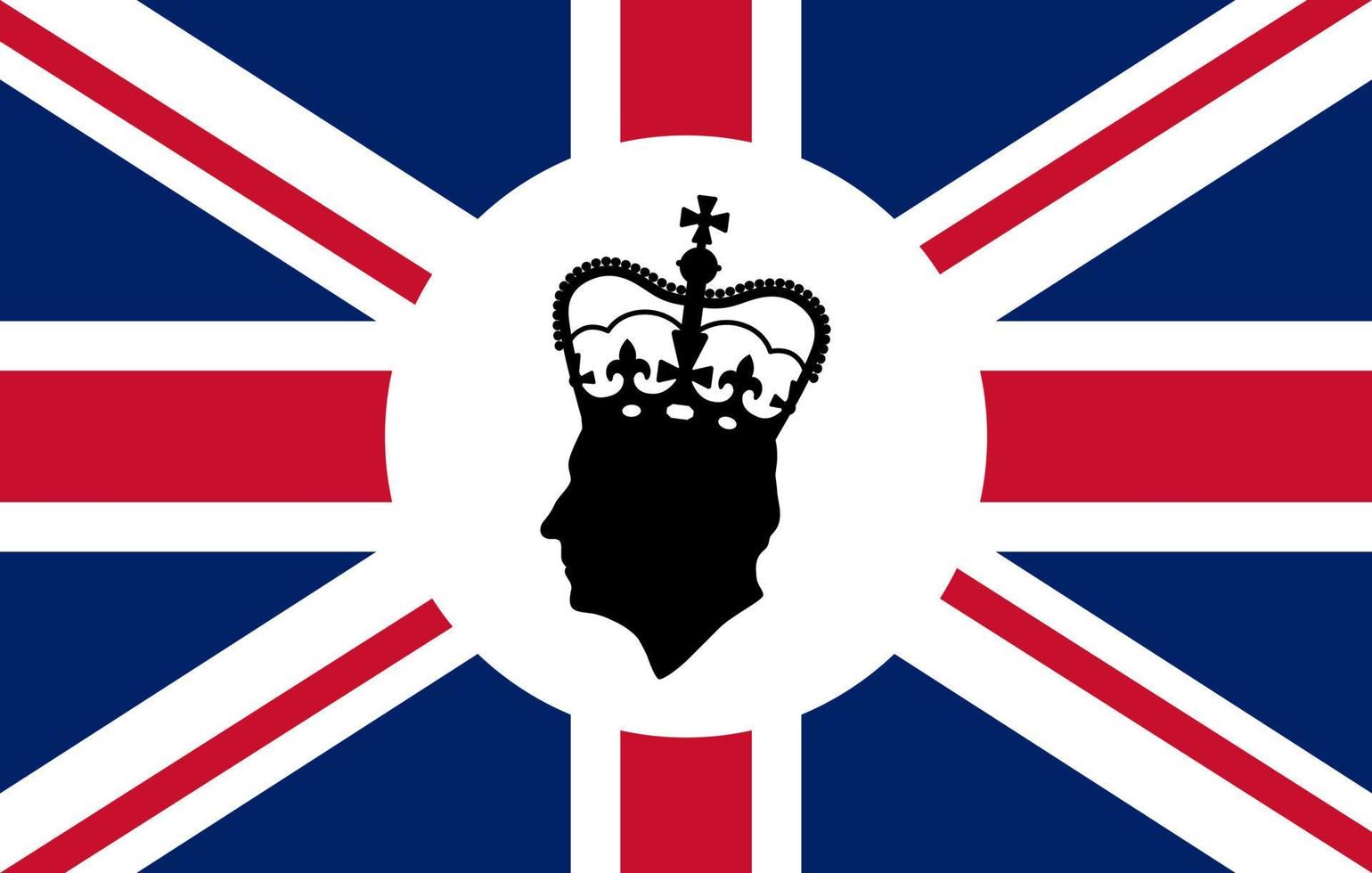 Seite Profil Silhouette von König Charles iii gegen ein Union Jack Hintergrund. redaktionell Illustration von König Charles iii. vektor