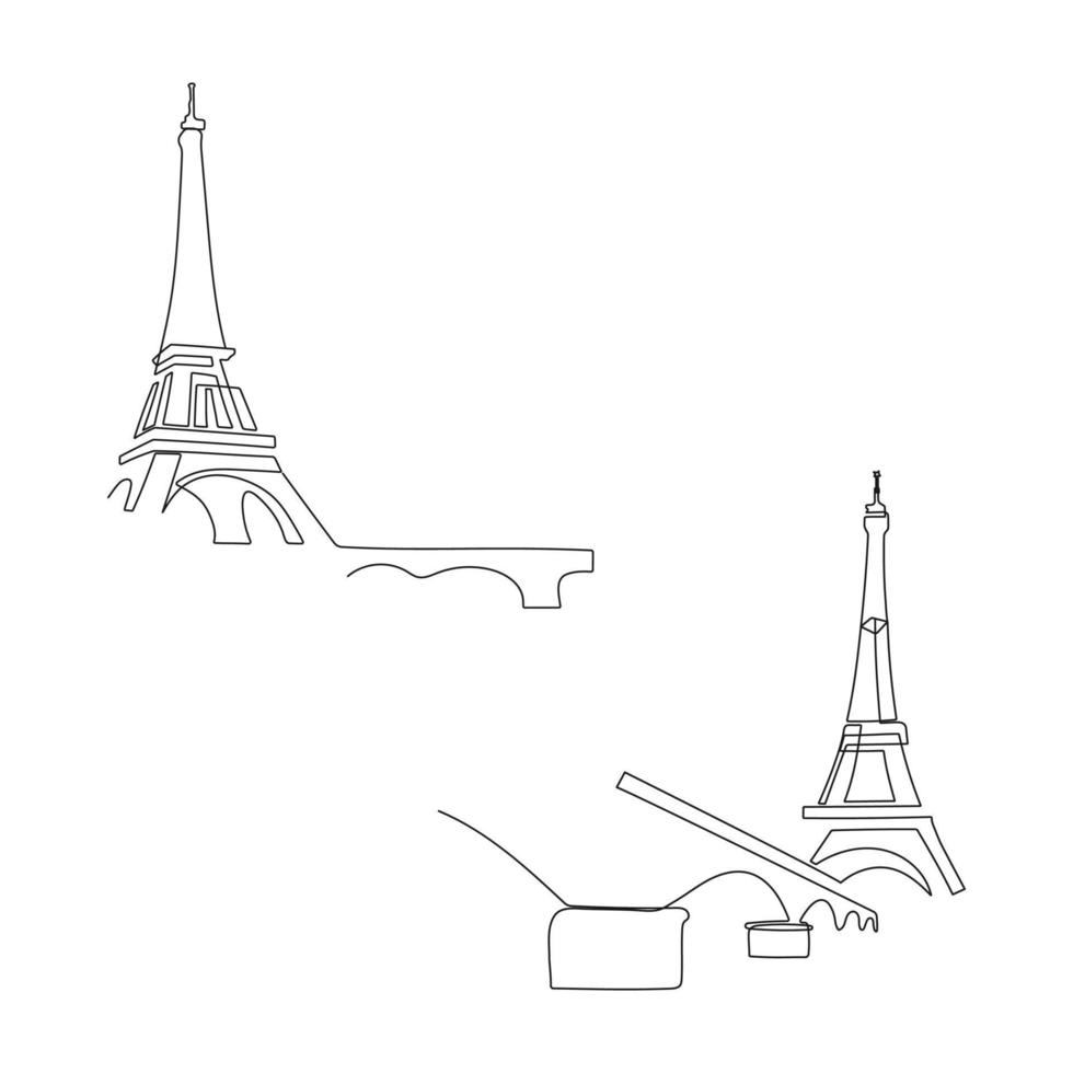 paris, eiffel torn silhuett. ett linje konst. hand dragen minimalism vektor illustration.