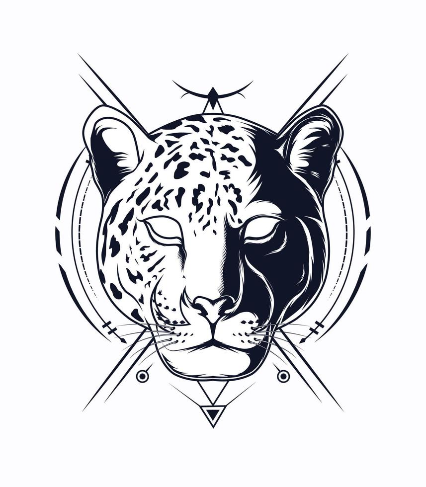 jaguar logotyp vektor illustration i svart och vit Färg