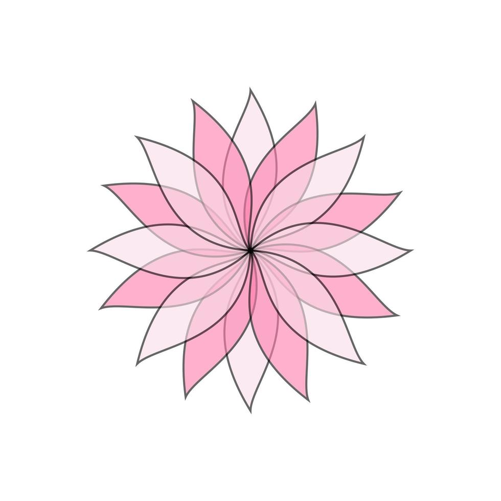 Rosa Blume mit einer Linie Gliederung auf Weiß Hintergrund vektor
