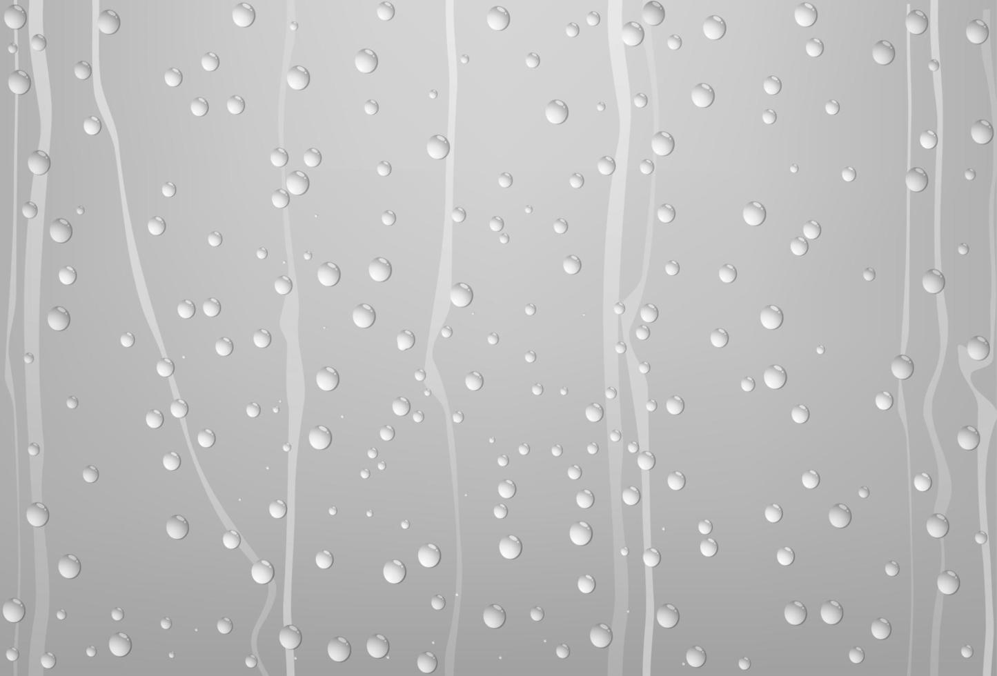 regn vatten droppar på glas med grå bakgrund, vektor illustration