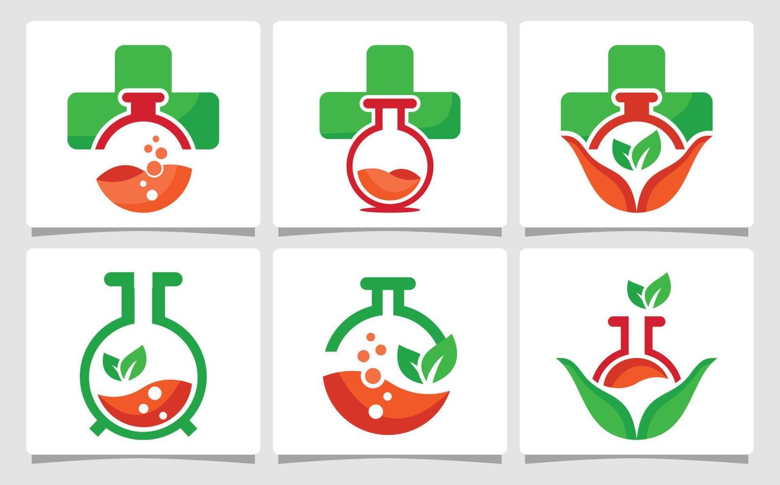 einstellen Grün medizinisch Labor Logo Vorlage Design Inspiration vektor