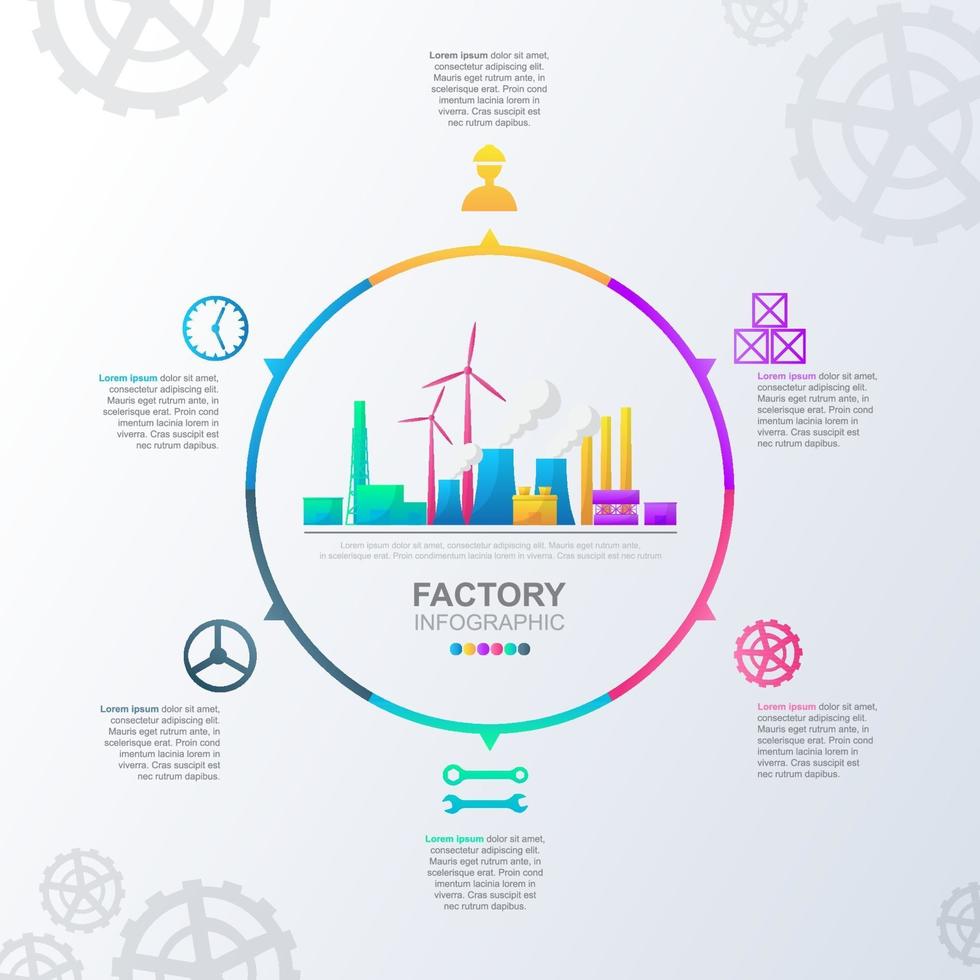 Infografik für Industrieunternehmen mit farbenfrohen Optionen vektor