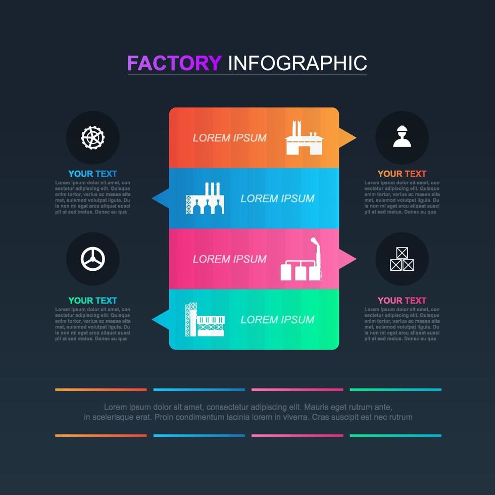 Infografik für Industrieunternehmen mit farbenfrohen Optionen vektor