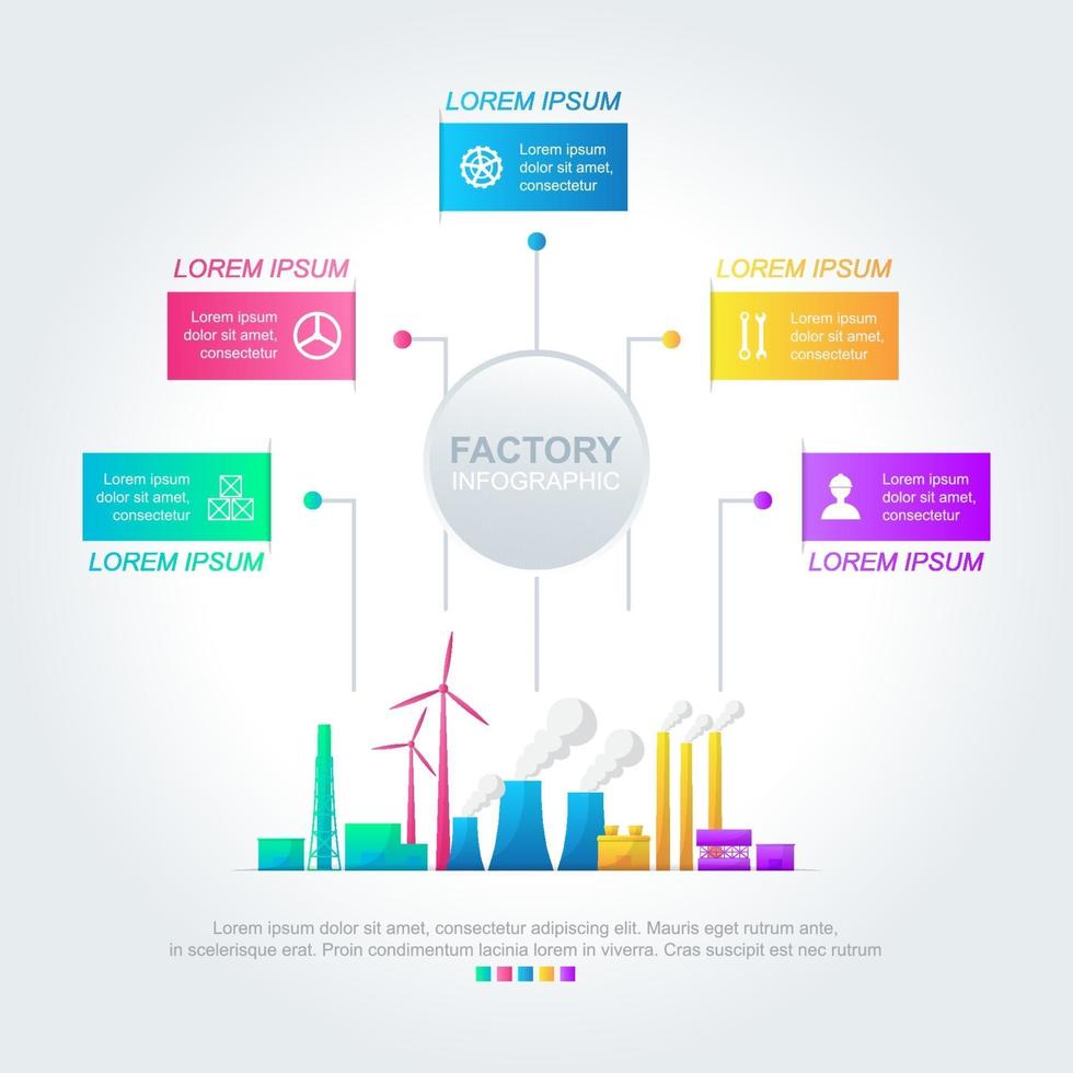 Infografik für Industrieunternehmen mit farbenfrohen Optionen vektor