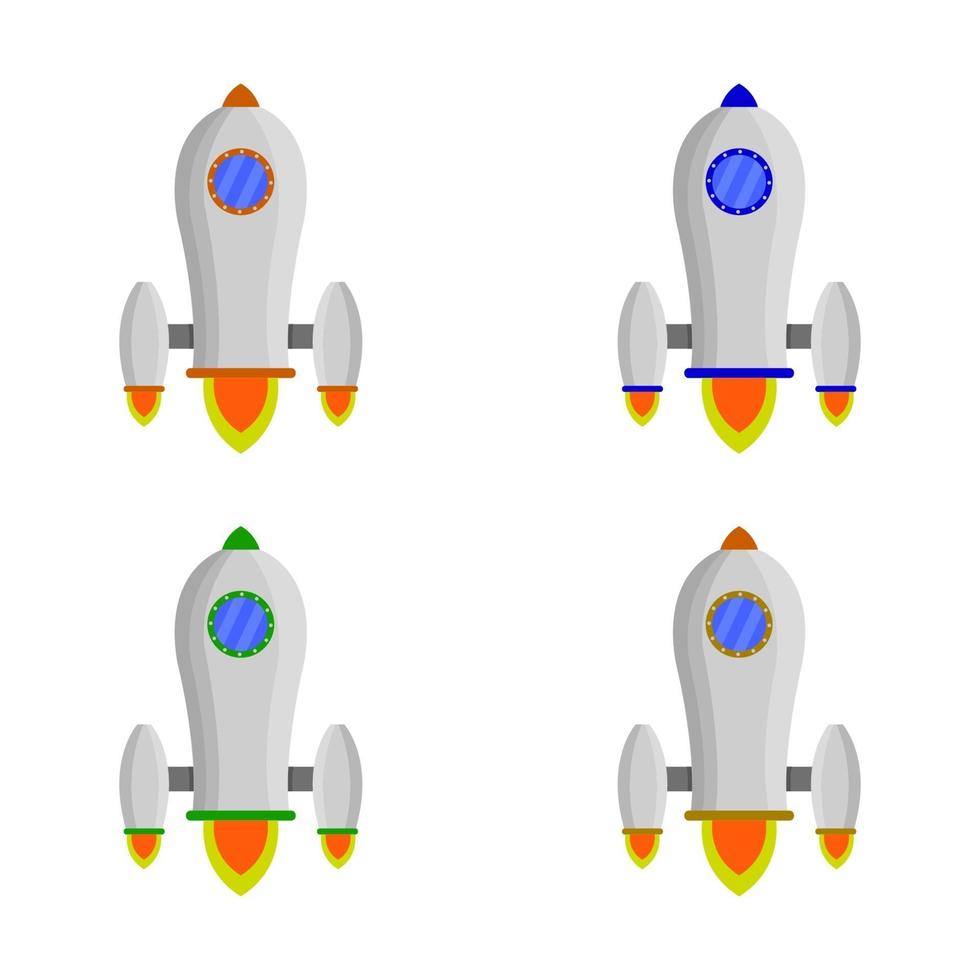 Rakete auf weißem Hintergrund eingestellt vektor