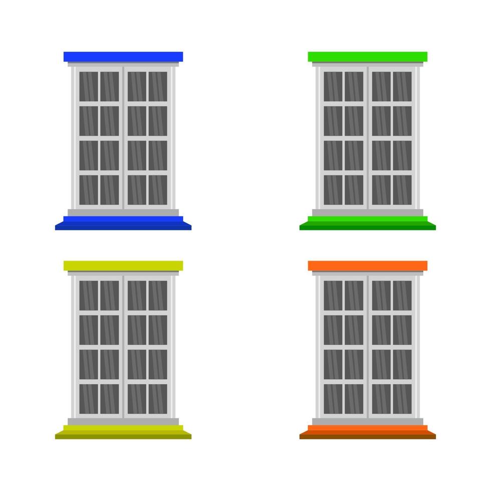 uppsättning fönster på vit bakgrund vektor