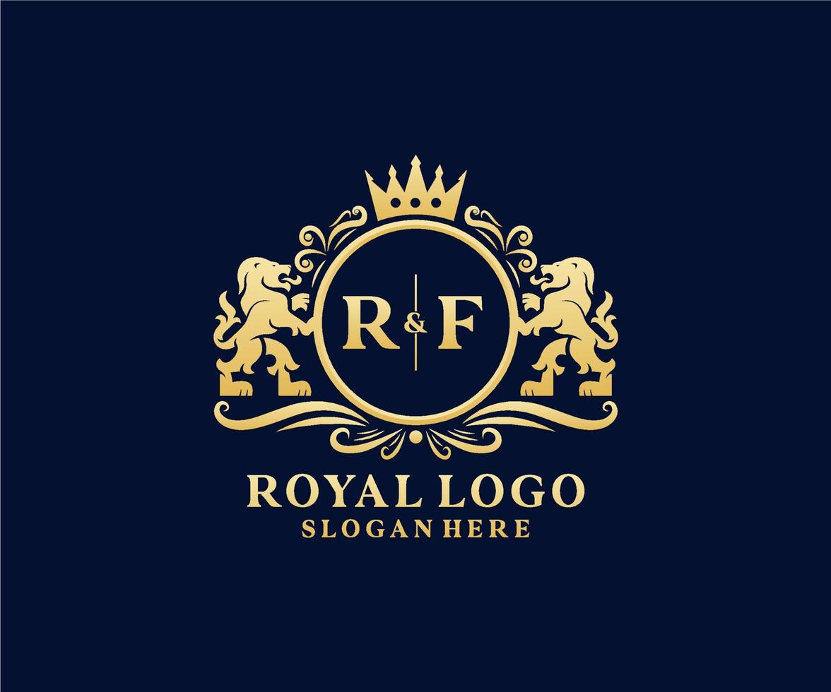 Initial rf Letter Lion Royal Luxury Logo Vorlage in Vektorgrafiken für Restaurant, Lizenzgebühren, Boutique, Café, Hotel, heraldisch, Schmuck, Mode und andere Vektorillustrationen. vektor