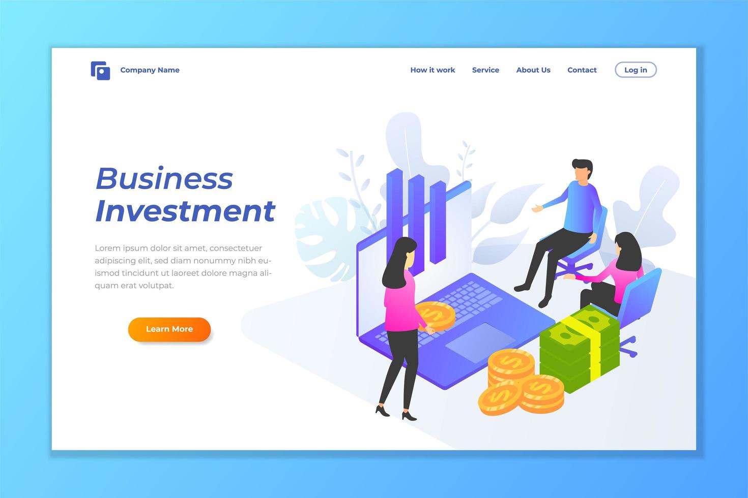Business Investment Web Banner Hintergrund Vektor Vorlage.